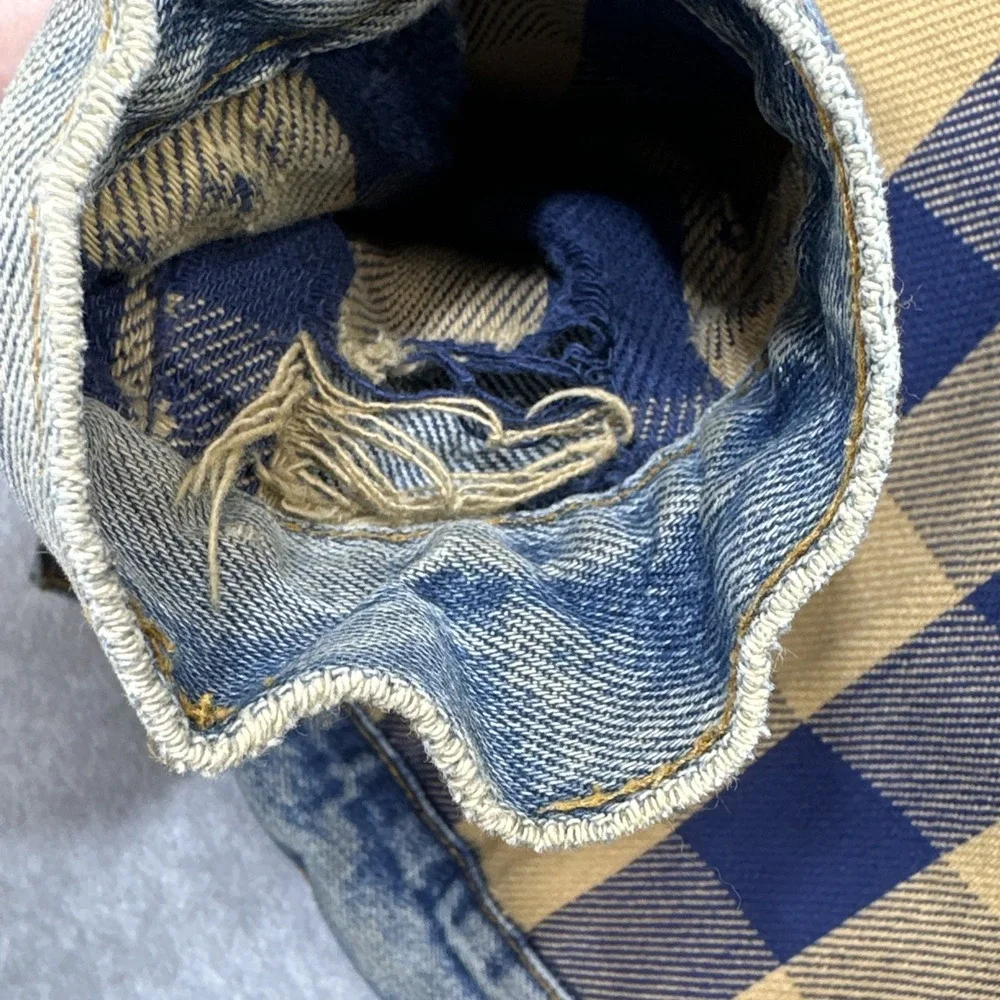 Vintage Levis Denim Jacket 44 Blue Trucker Type III Lined 1980s Distressed USA